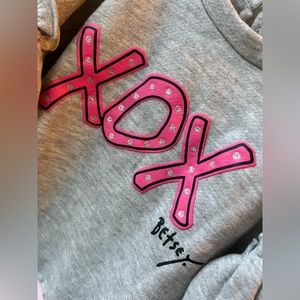 Betsey Johnson - NWT - 2 PC Jogger Set - 12M - Adorable - Gray/Pink Embelished
